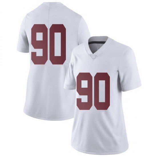 Alabama Crimson Tide Women's Stephon Wynn Jr. #90 No Name White NCAA Nike Authentic Stitched College Football Jersey CU16P75TK